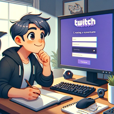 un giovane che crea con entusiasmo il suo account Twitch