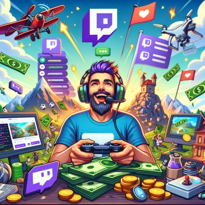 uno streamer di videogiochi che trasmette su Twitch, interagisce con i fan e guadagna denaro dalla pubblicità