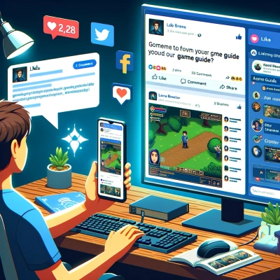 qualcuno che promuove la propria guida di giochi sui social media