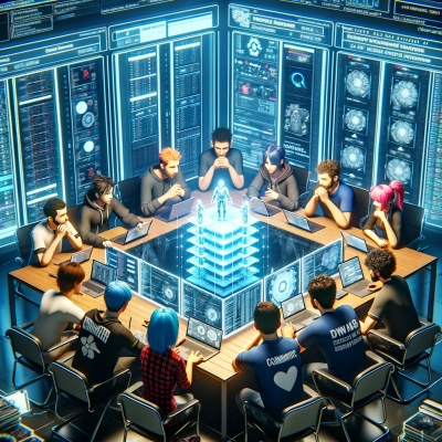 un gruppo di giocatori che elabora strategie in una sala riunioni virtuale su un server privato