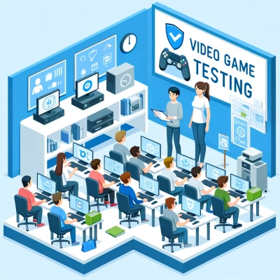 Rappresentazione di una classe dove gli studenti imparano a testare i videogiochi